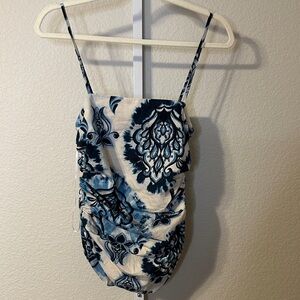 Zara‎ Blue and White Patterned Tank Top